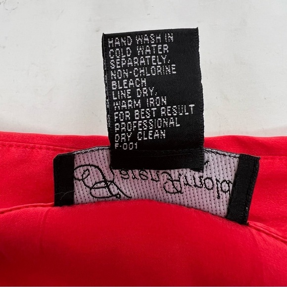 Karen Arnold Women Silk Holiday Red 3/4 Sleeve Button Down Blouse Plus Size 3X - Picture 7 of 12